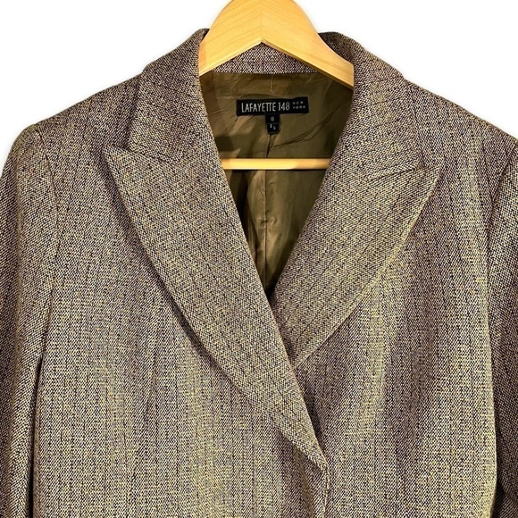 Lafayette 148 New York Wool Angora Blend Tweed Blazer, Brown Tweed, Size 8 - Picture 3 of 12